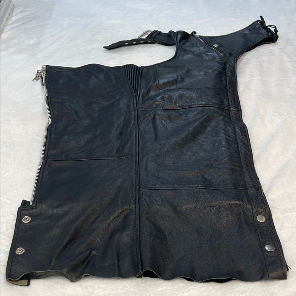 FMC SIZE XXS Black Leather Motorcycle Chaps